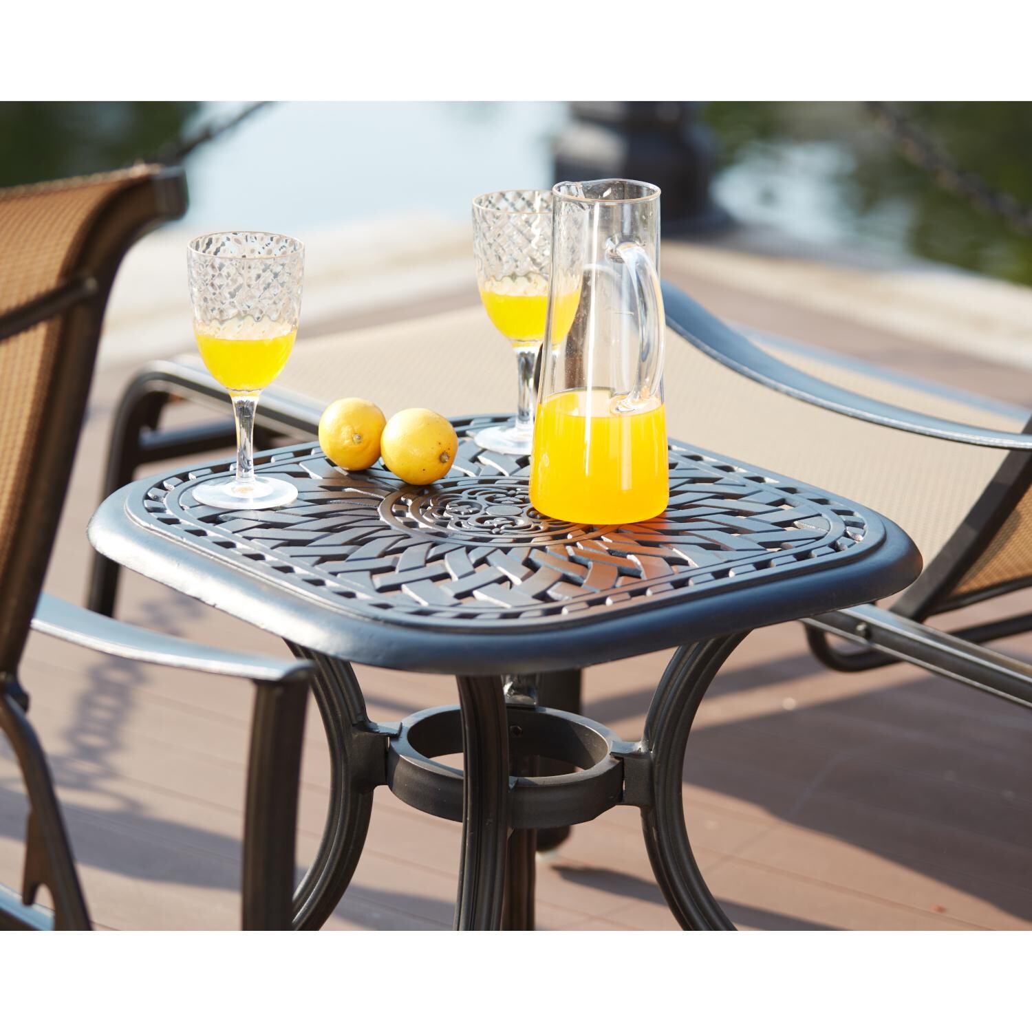 Darlee 201610-3PC-3360A Mountain View Cast Aluminum End Table - Lifestyle thumbnail