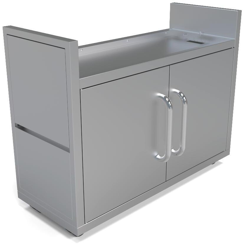 Le Griddle - GFCART105 - Stainless Steel Cart For 41-Inch Ultimate Griddle - Angle With Shelves Folded thumbnail