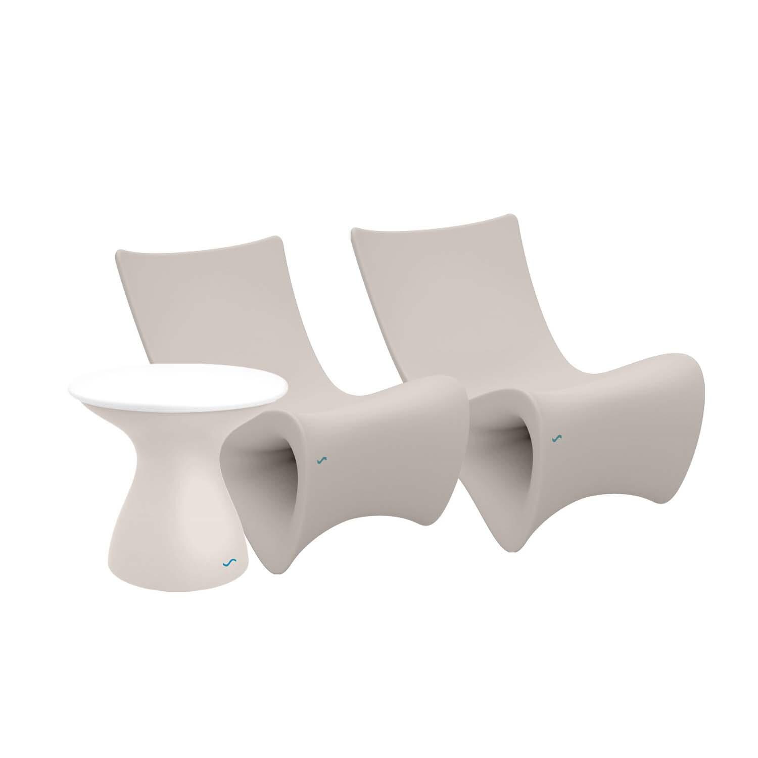 Autograph 3 Pc Polyresin Seating Set in Cloud/White by Ledge Lounger