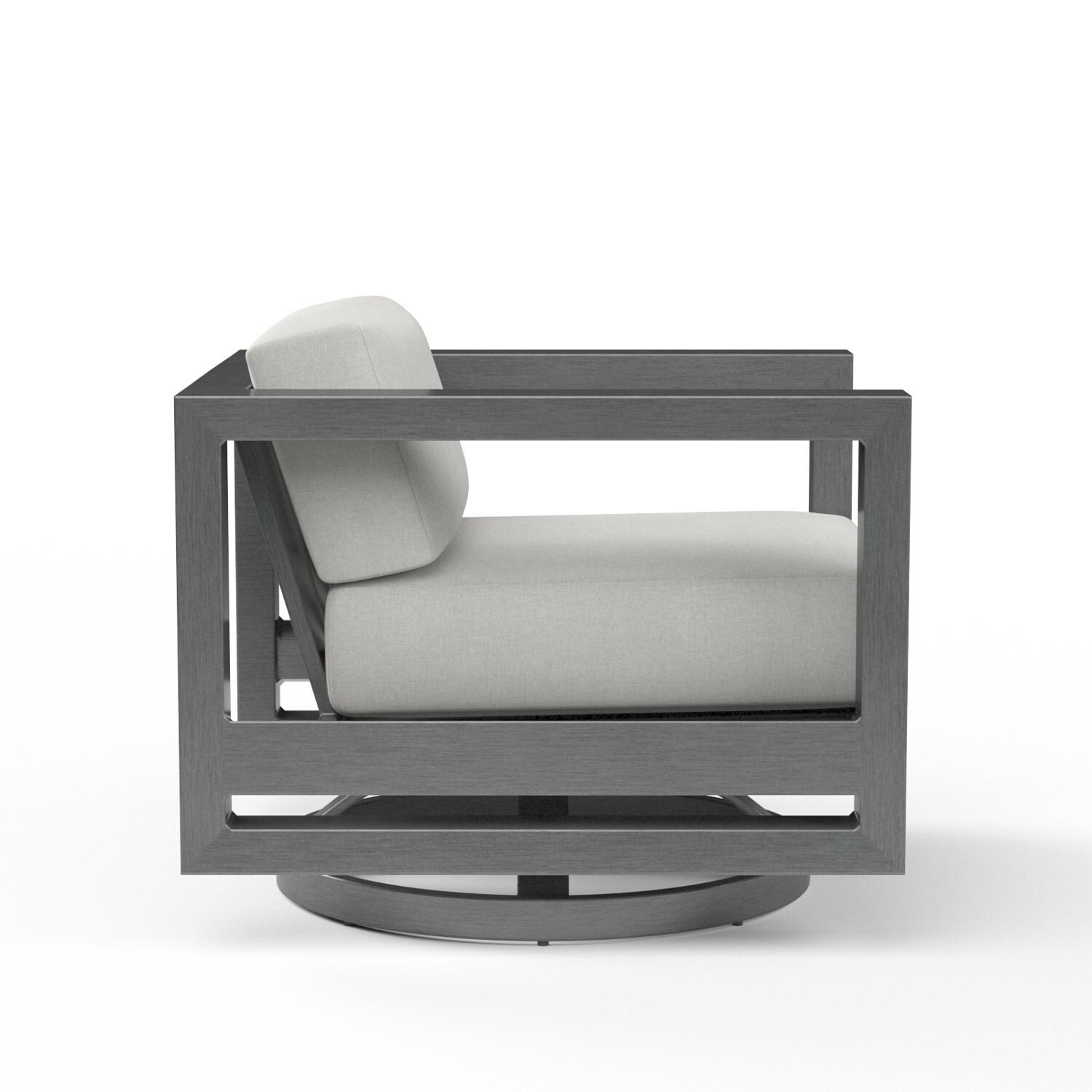 Sunset West - 3801-21S-40433 - Redondo Aluminum Swivel Patio Club Chair W/ Sunbrella Cast Silver Cushions - Side View thumbnail