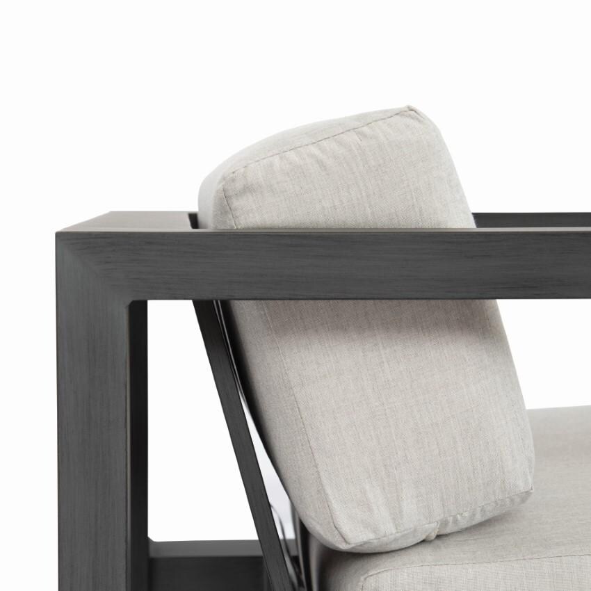 Redondo Aluminum Swivel Club Chair w/ No Welt in Slate/Canvas Skyline by Sunset West - Cushion Side View - Detail thumbnail