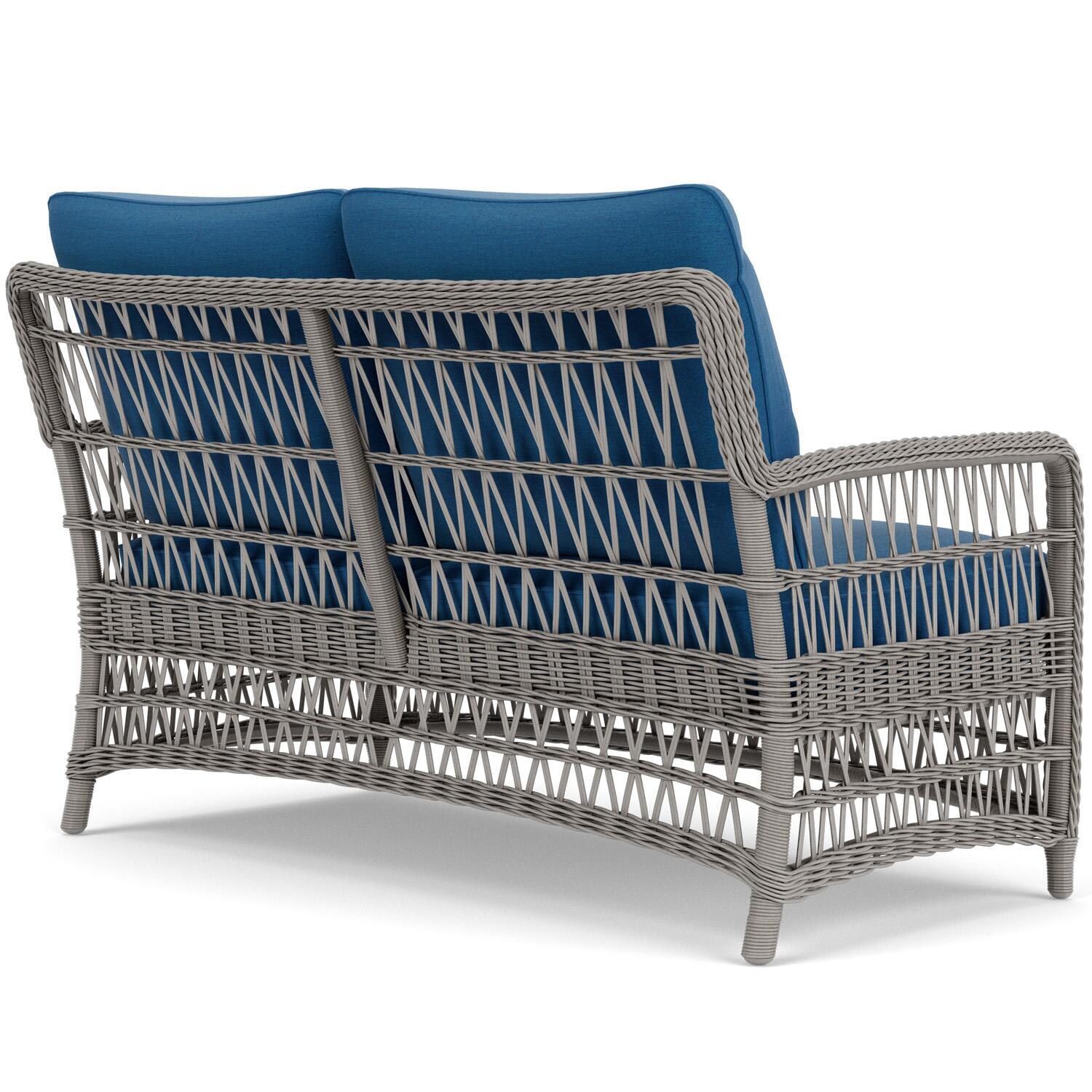 Lloyd Flanders Mackinac Loveseat in Putty Finish with Flagship Atlantis Fabric - Rear Right thumbnail