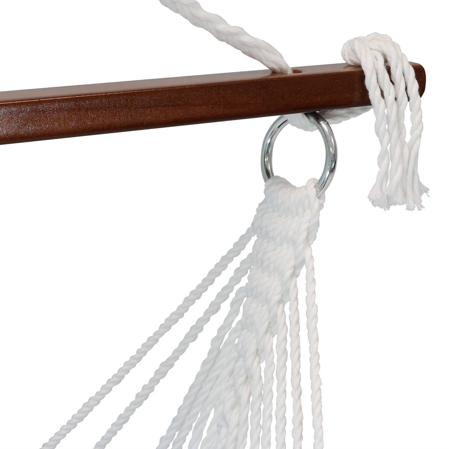 Ultimate Patio Tufted Victorian Hanging Hammock Swing w/ C-Stand - Navy Blue - Support Bar - Detail thumbnail