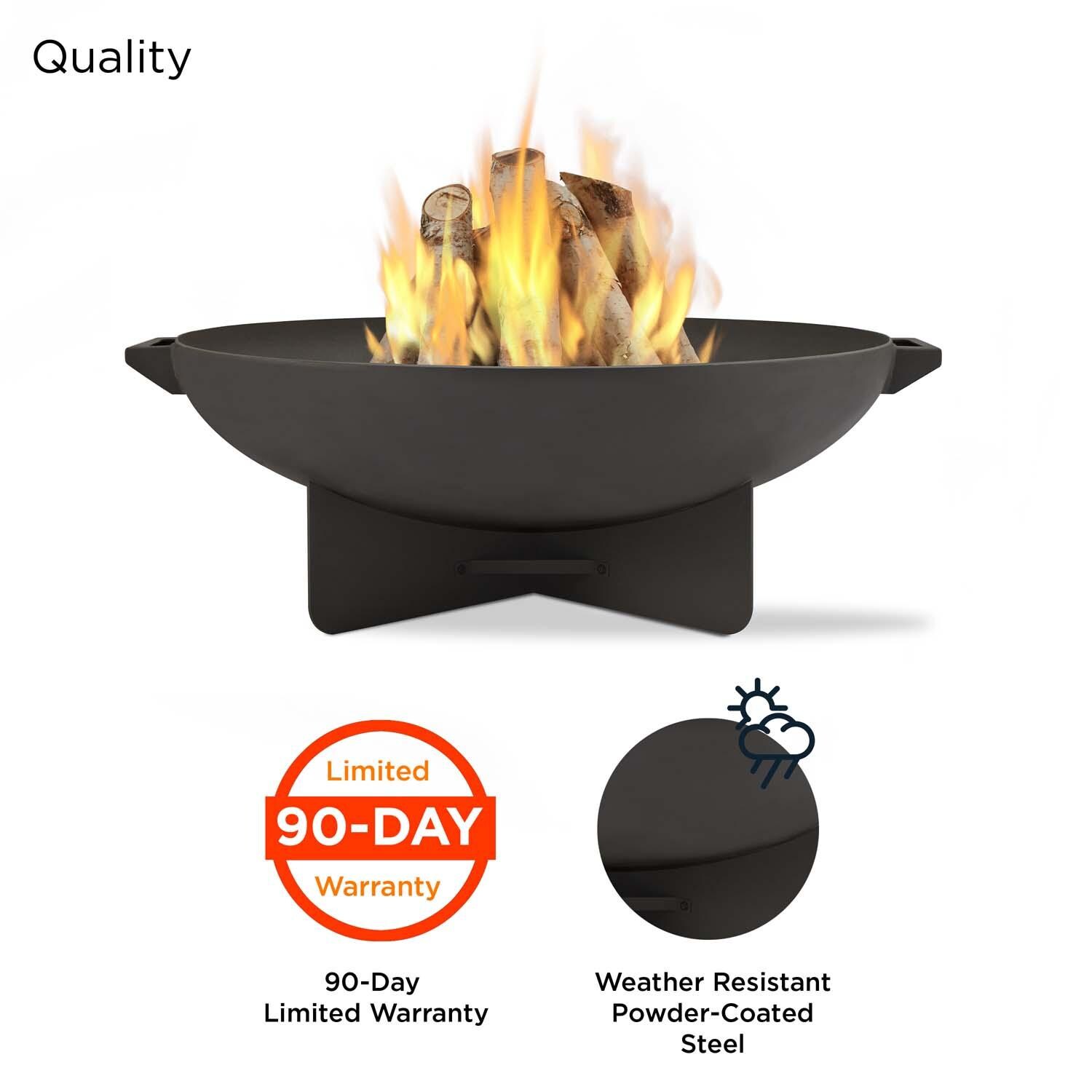 Restview 36 Inch Round Steel Wood Burning Fire Bowl in Gray by Lakeview Outdoor Designs - Quality thumbnail