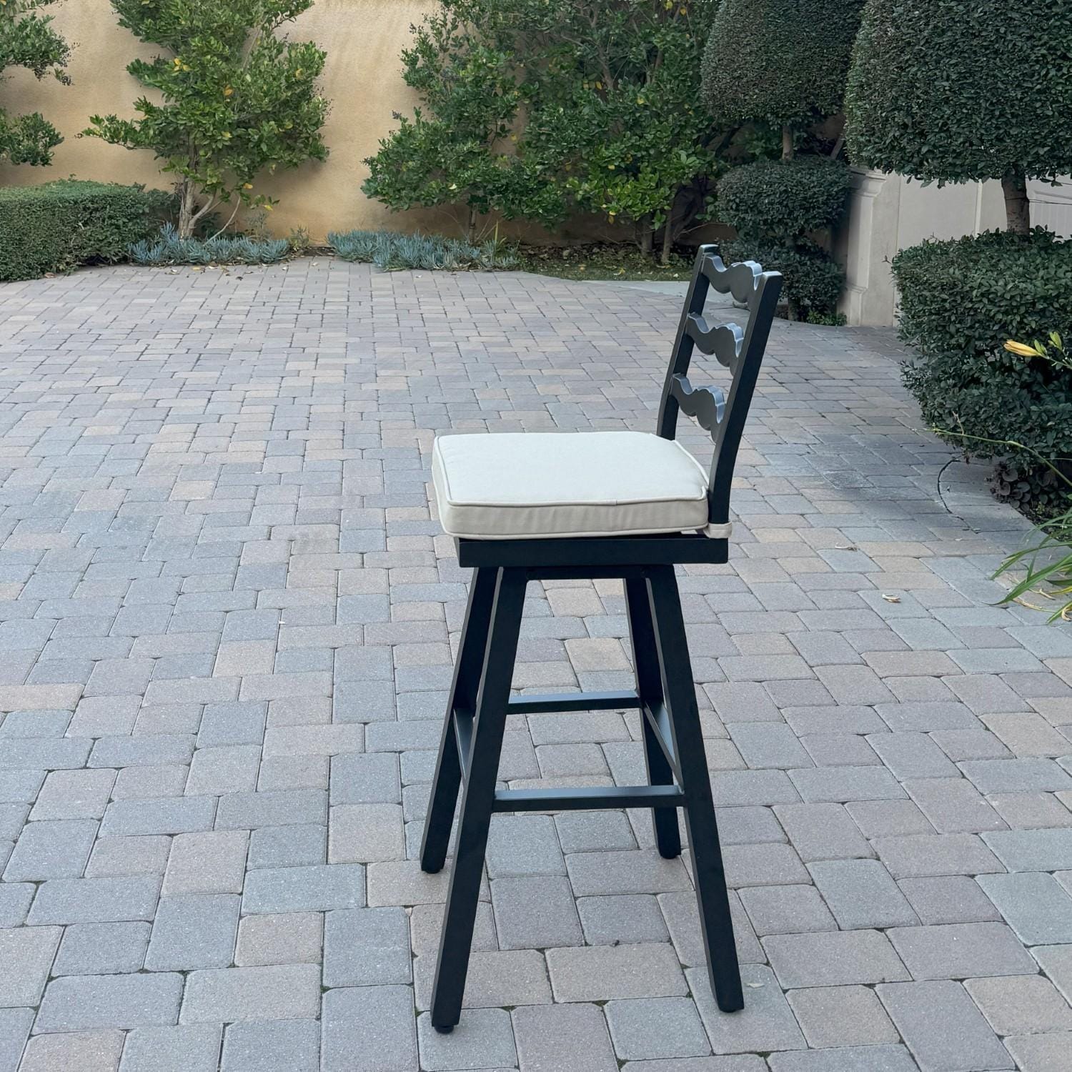 Aspen 4 Pc Aluminum Swivel Bar Height Bar Stool Set in Beige/Dark Brown by Darlee - Side - Lifestyle thumbnail