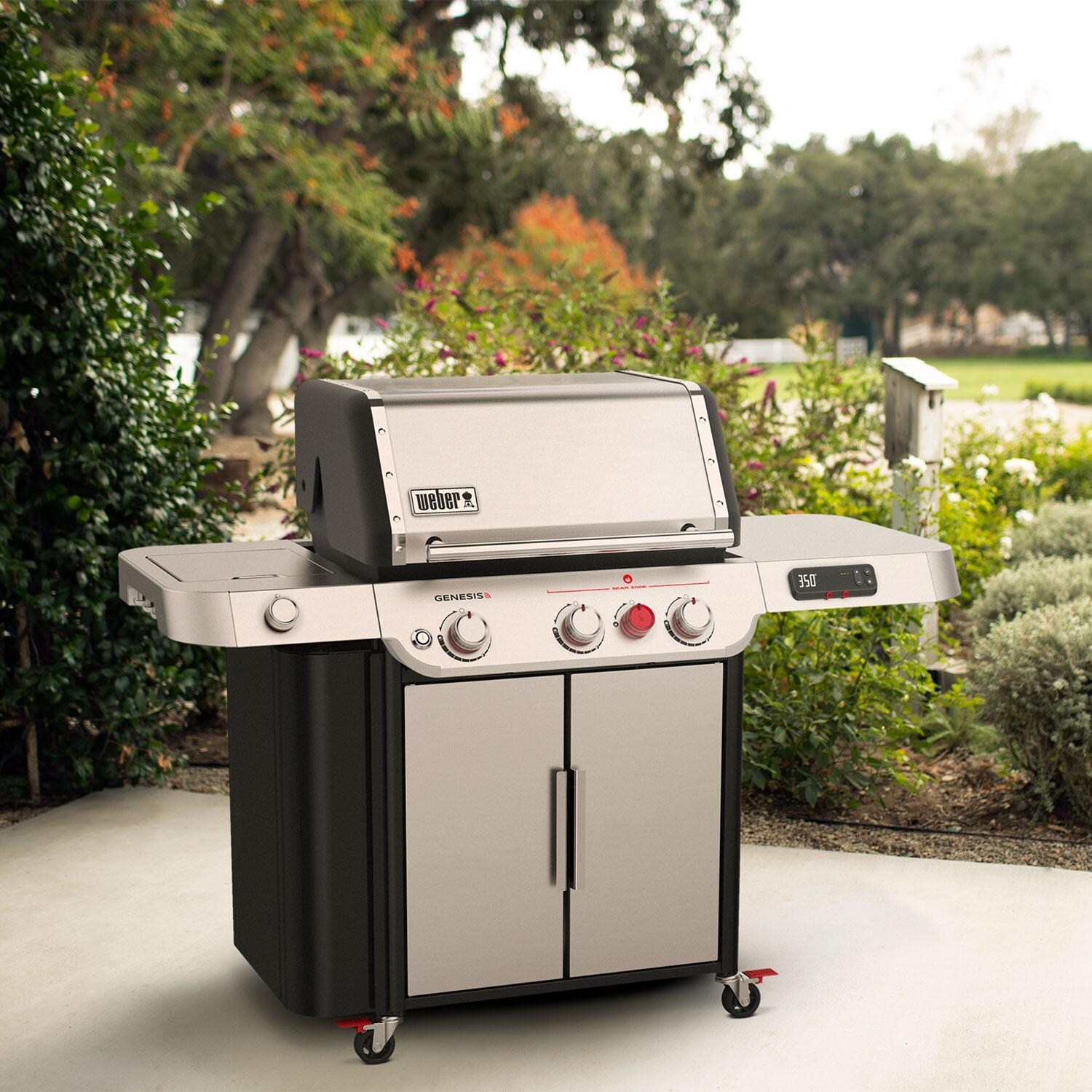 Weber GENESIS 35600001 SX-335 Propane Gas Smart Grill with Sear Burner & Side Burner - Stainless Steel - Backyard - Lifestyle thumbnail