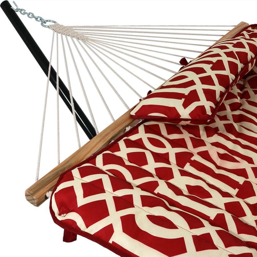 Ultimate Patio Rope Hammock w/ 12-Foot Stand, Pad, & Pillow - Royal Red - Pillow Detail thumbnail