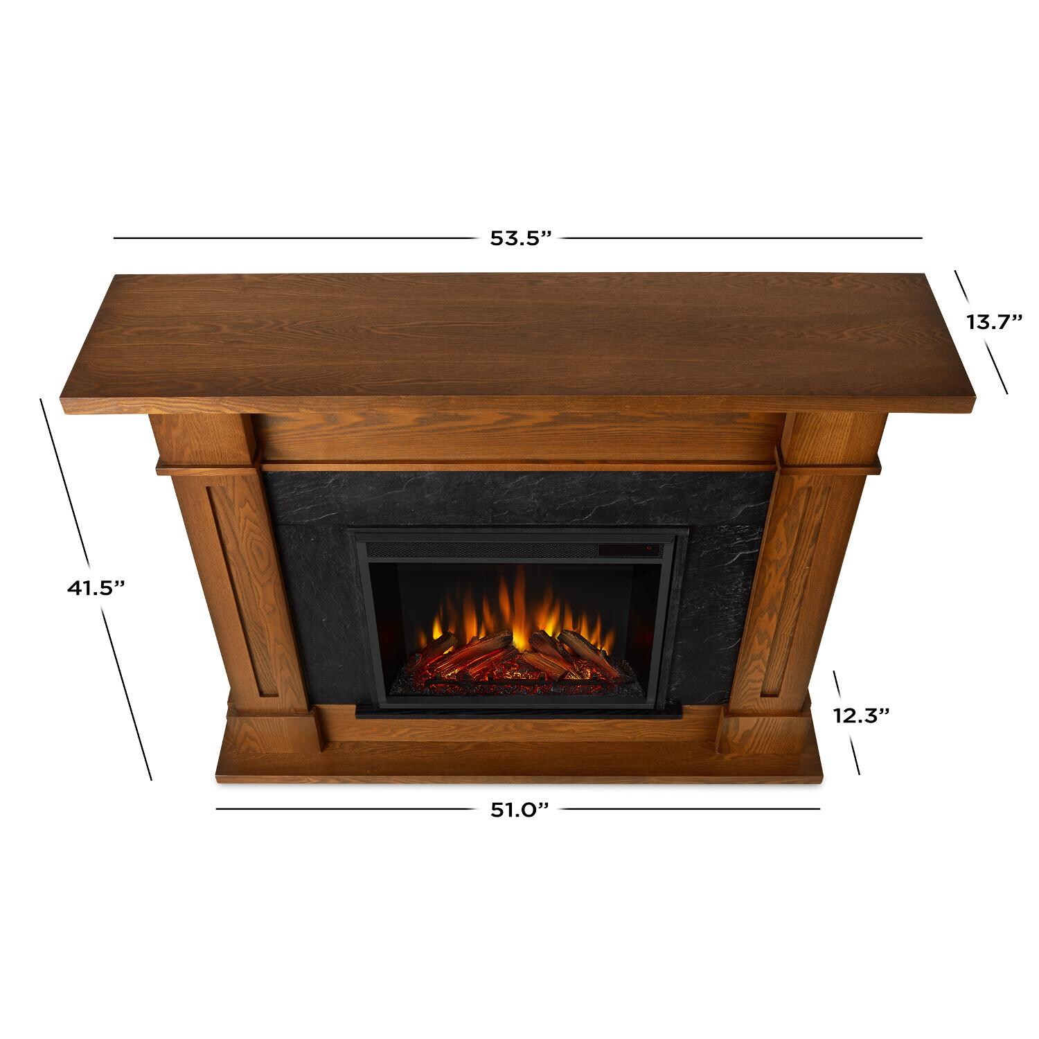 Real Flame - 6030E-BO - Kipling 53-Inch Electric Fireplace With Mantel - Burnished Oak - Overall Dimensions thumbnail
