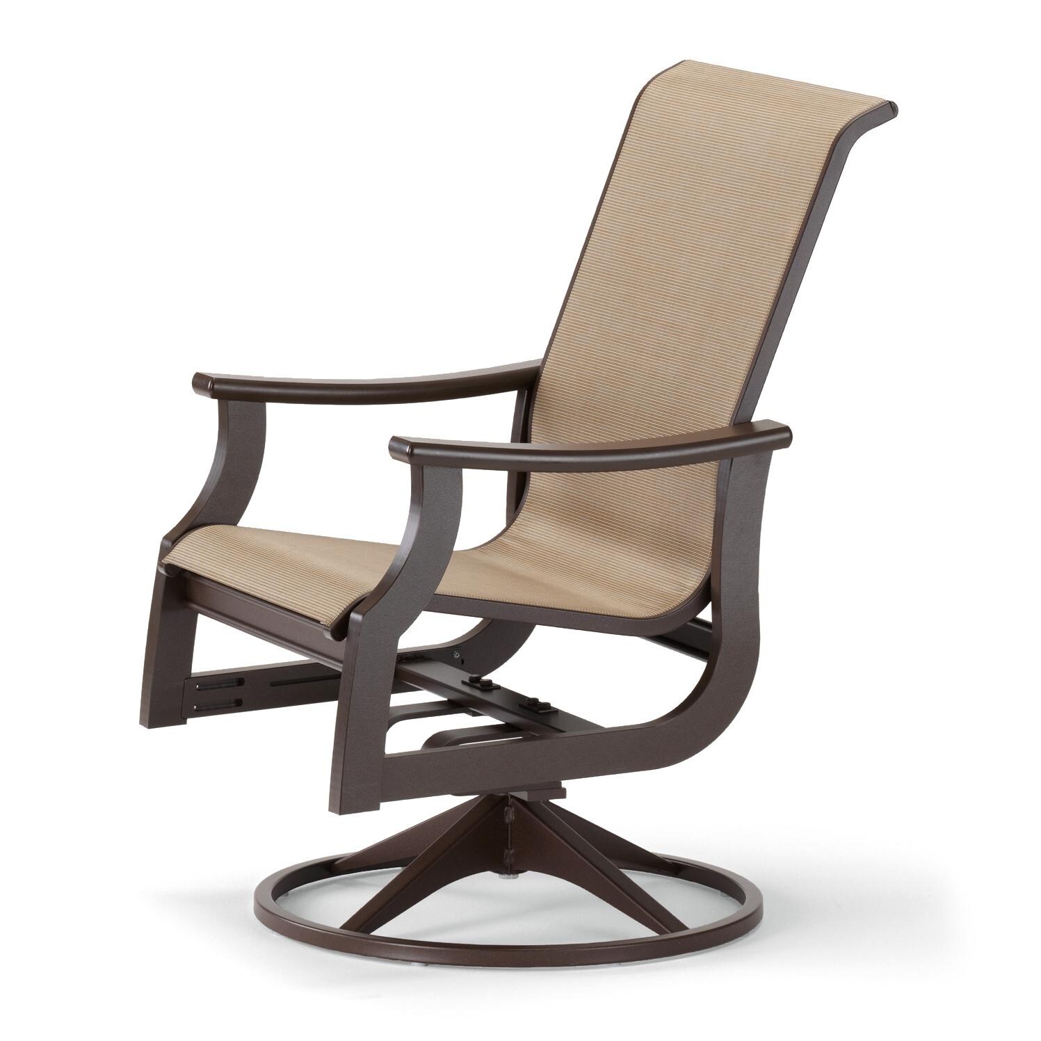 St. Catherine MGP Patio Swivel Rocker Club Chair With Sling Seating By Telescope Casual - Textured Kona/Honey