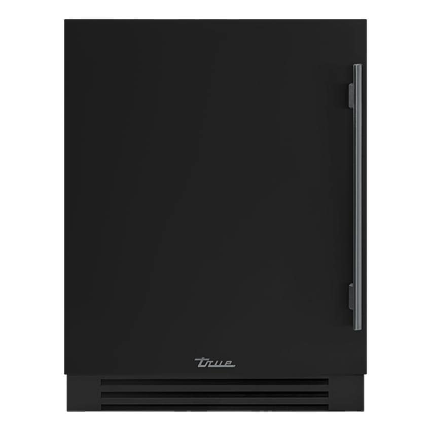 True ADA Height 24 Inch 5 Cu. Ft. Left Hinge Outdoor Refrigerator - Matte Black w/ Pewter Handles - TURADA-24-LS-A~027-H05