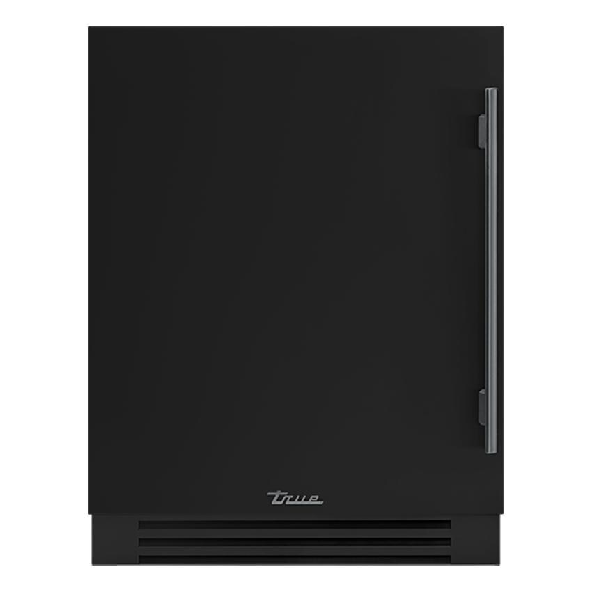 True TURADA-24-LS-A~027-H05 ADA Height 24 Inch 5 Cu. Ft. Left Hinge Outdoor Refrigerator in Matte Black w/ Pewter Handles - White Background thumbnail