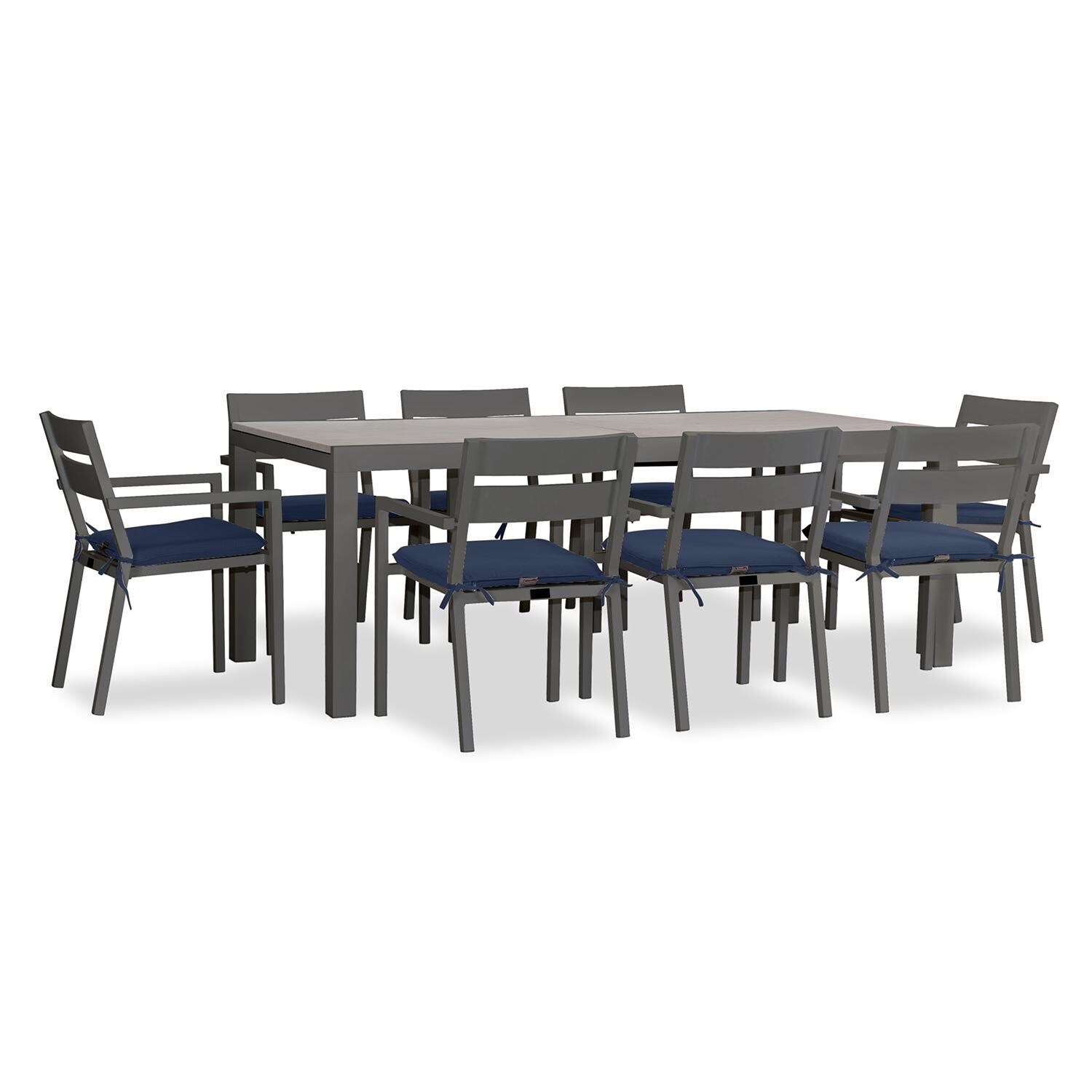 Calm Bay 9 Pc Extendable Dining Set in Slate/Barnwood/Spectrum Indigo by Lakeview - White Background 2 thumbnail