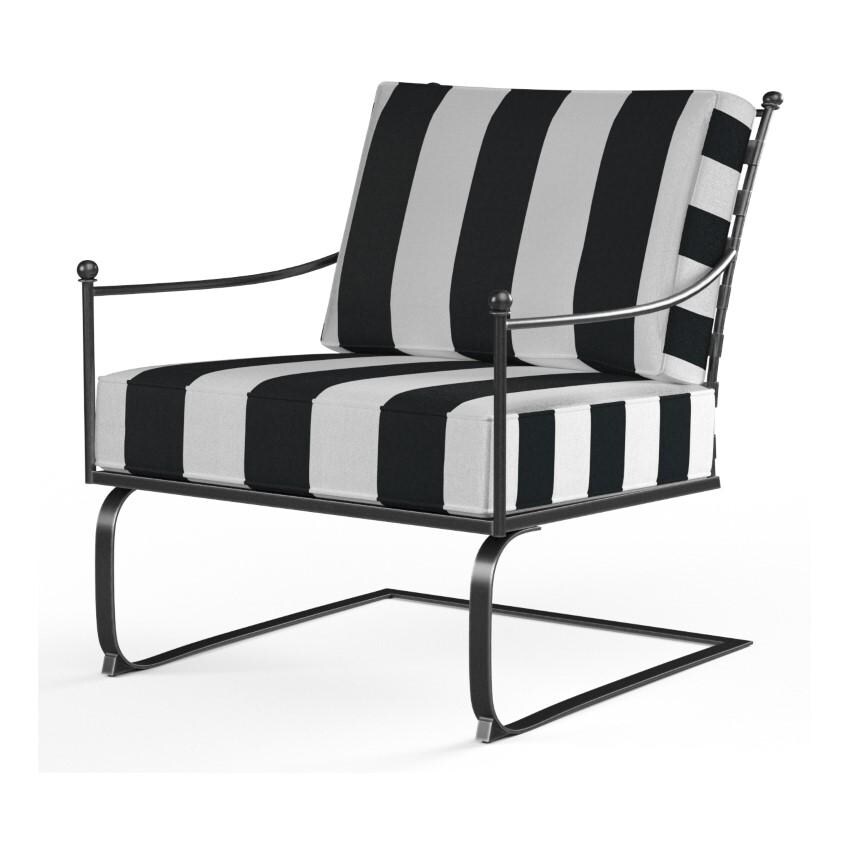 Provence Wrought Iron Rocker Club Chair w/ Self Welt Grade B in Pewter/Cabana Classic by Sunset West - White Background thumbnail