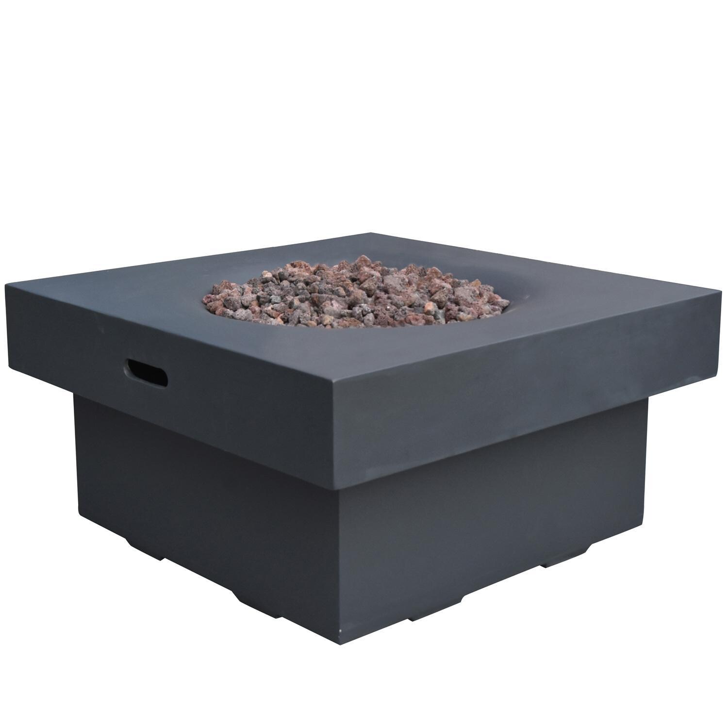 Lakeview Outdoor Designs SCOFG141BK-LP Resort Bay 34-Inch Square Propane Fire Pit Table - Black - Front View - White Background thumbnail