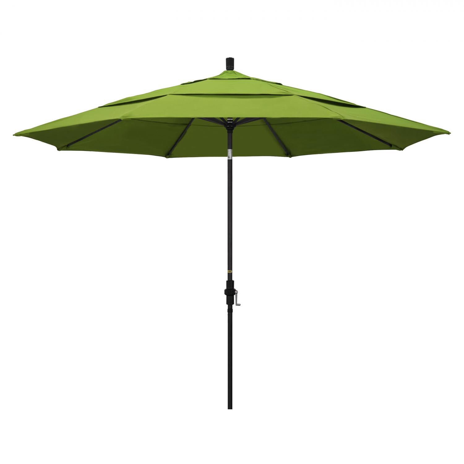 California Umbrella 11 Ft Octagonal Aluminum Collar Tilt Patio Umbrella W/ Crank Lift & Aluminum Ribs - Stone Black Frame / Sunbrella Canvas Macaw Canopy thumbnail