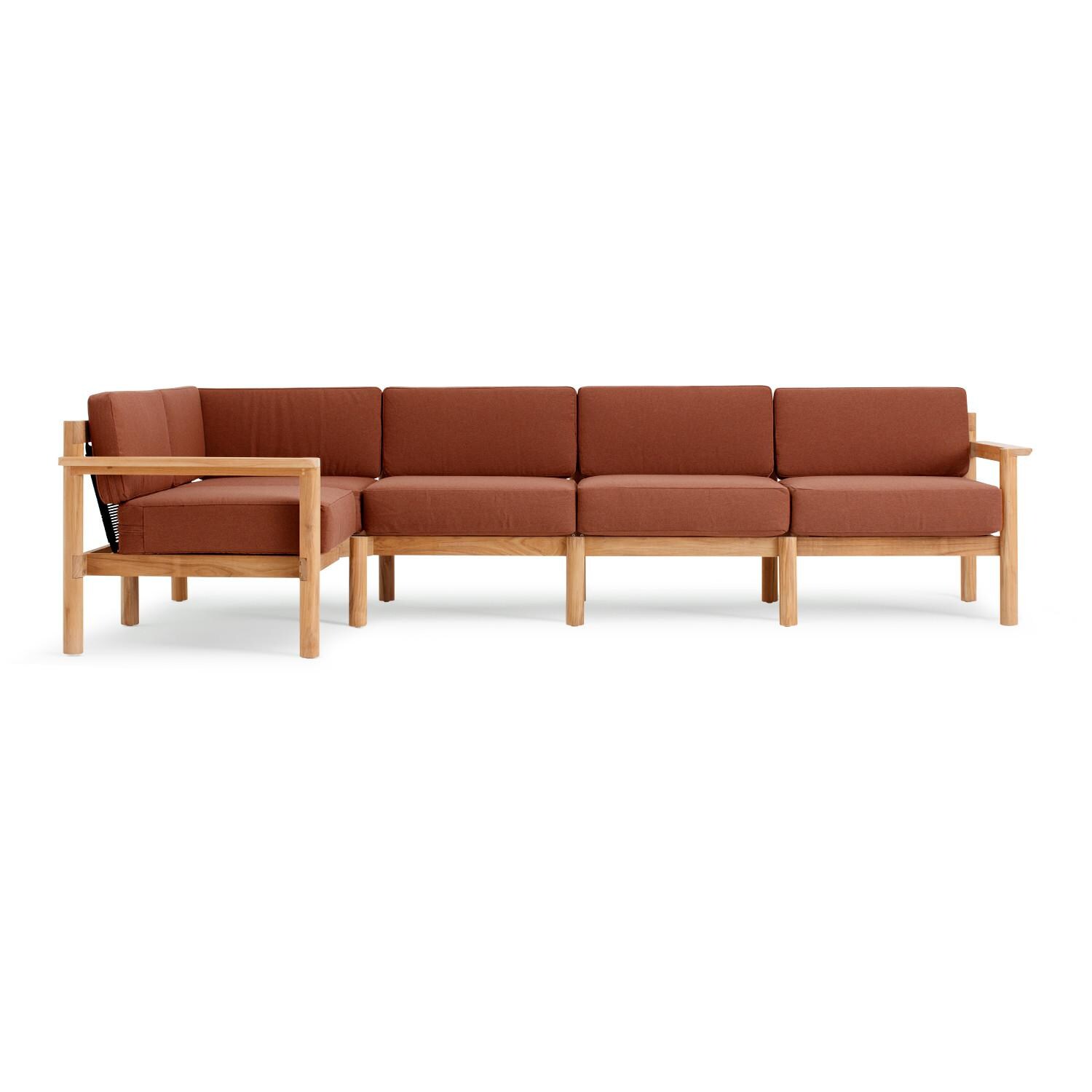 Neighbor HVN-SECT5-RU-2 5 Piece Sectional W/ Teak Arms - Front View thumbnail