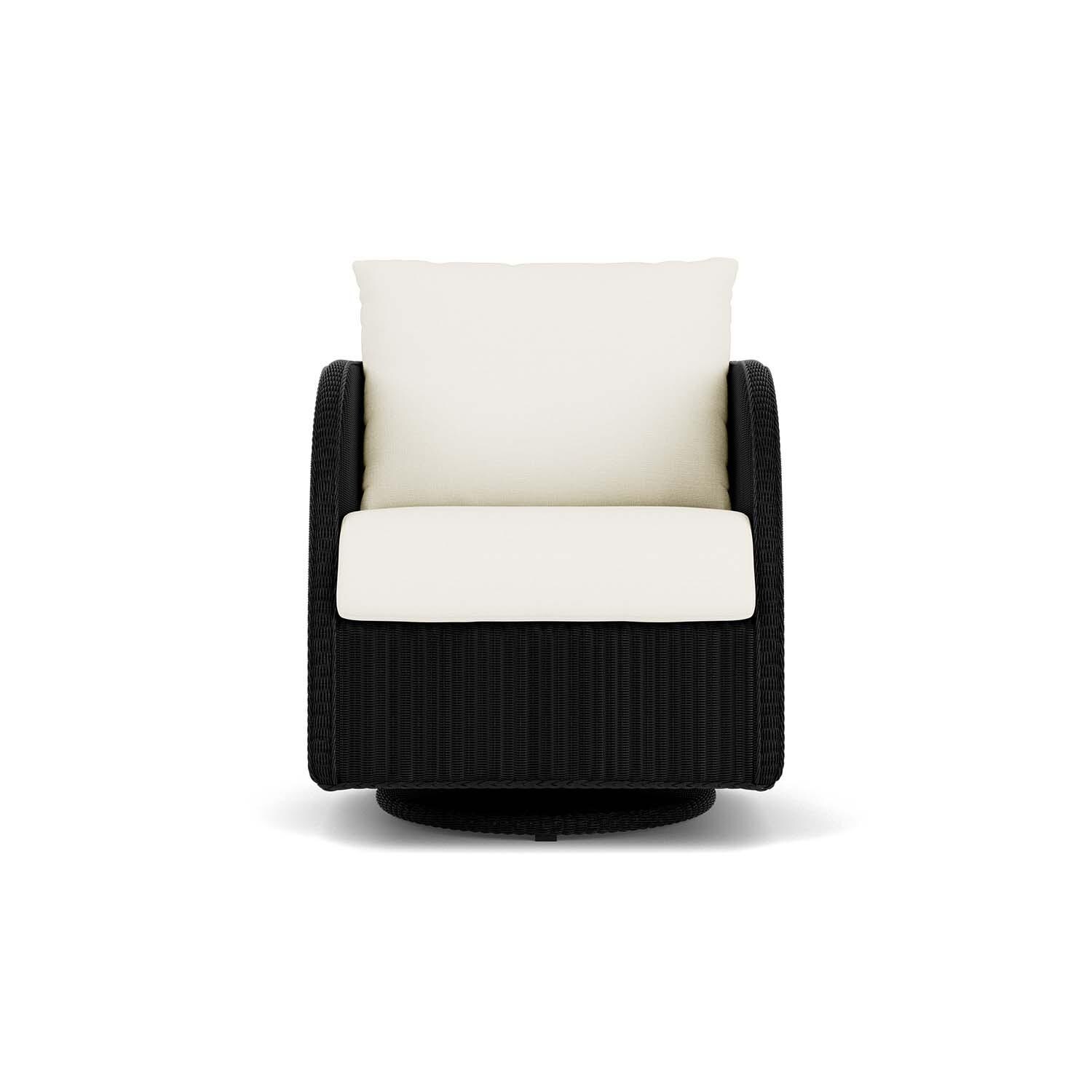 Essence Lloyd Loom Swivel Glider Club Chair in Ebony/Sailcloth Salt by Lloyd Flanders