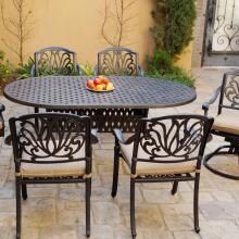 Elisabeth 7 Piece Cast Aluminum Patio Dining Set W/ 72 X 42 Inch Oval Table By Darlee