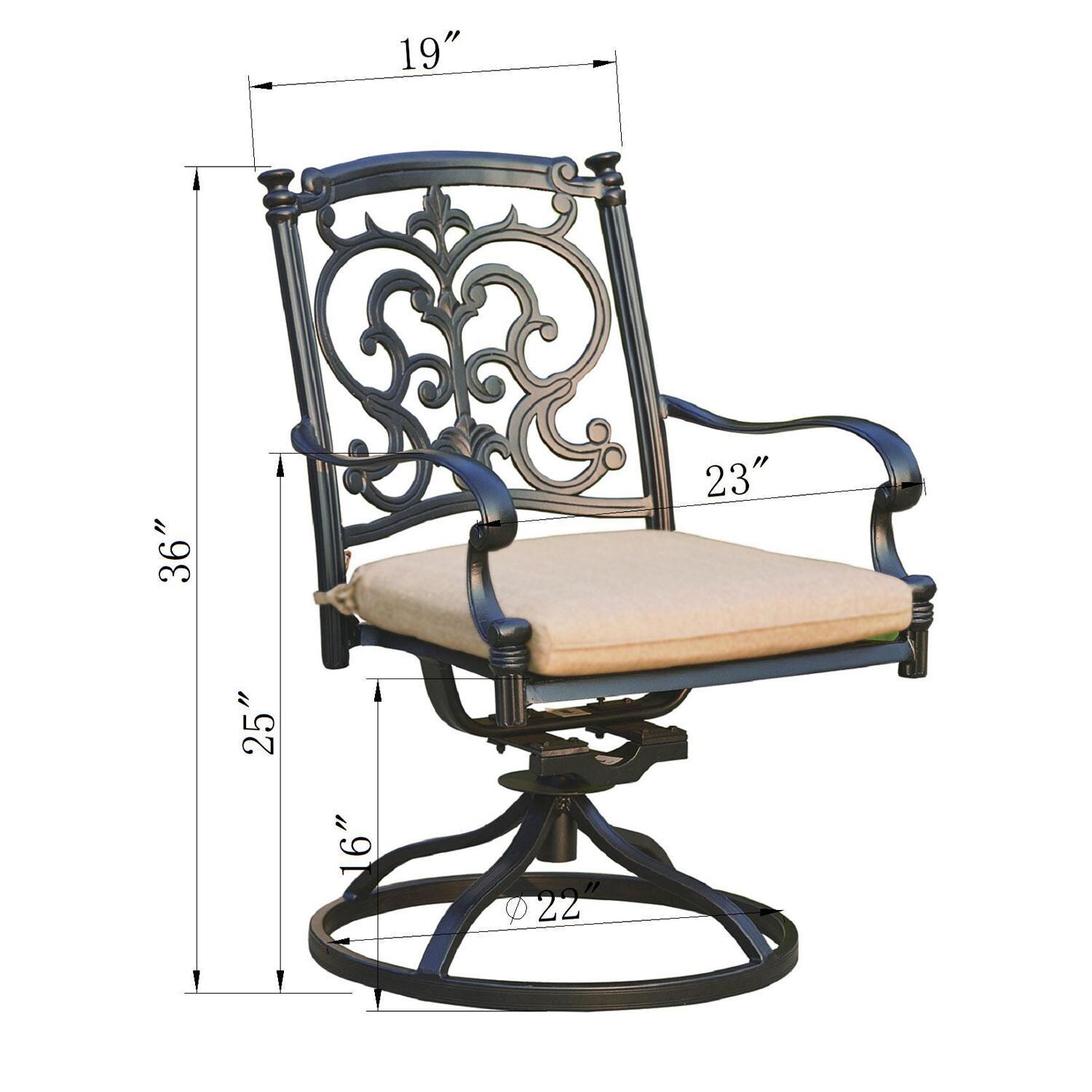 Darlee Santa Barbara Swivel Rocker Dining Chair - Dimensional thumbnail