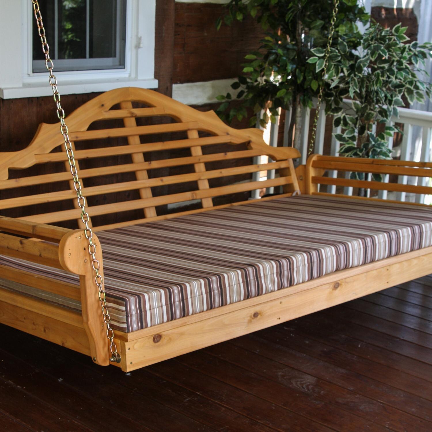 A&L Furniture Malboro 4 Foot Cedar Outdoor Swing Bed With Cushion Ultimate Patio