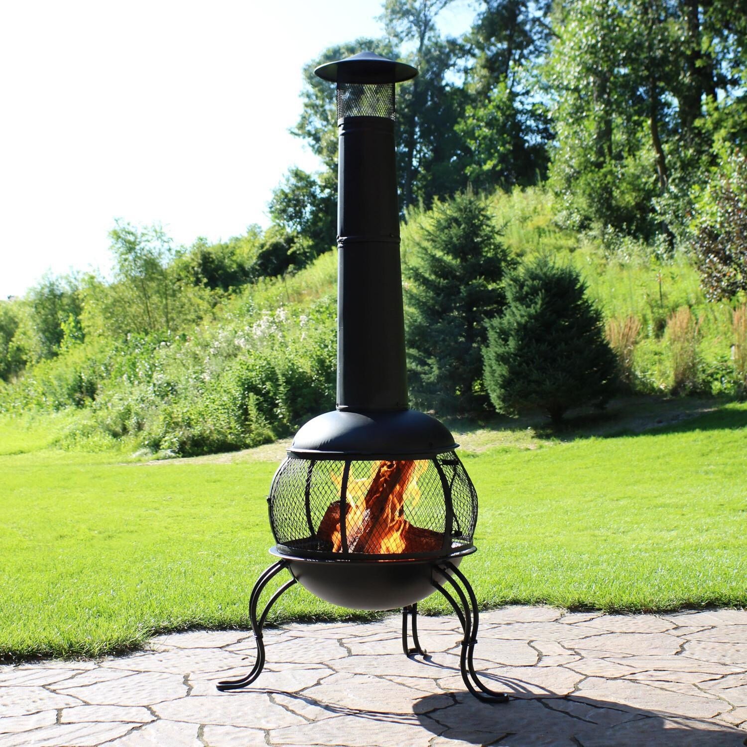 Ultimate Patio 66-Inch Steel Wood Burning Chiminea - Black