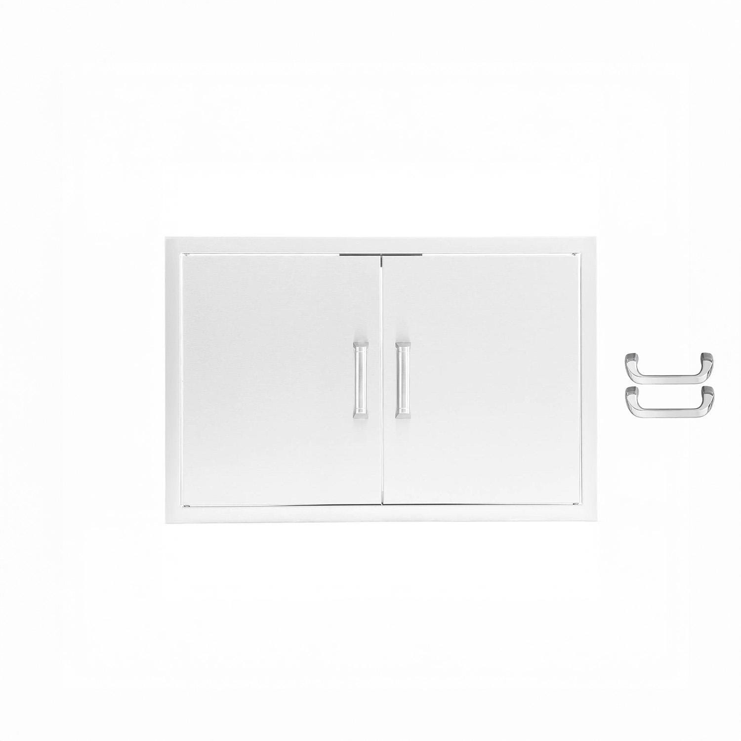 BBQGuys Signature 32-in Contempo/Traditional Stainless Steel Double Access Door - White Background thumbnail