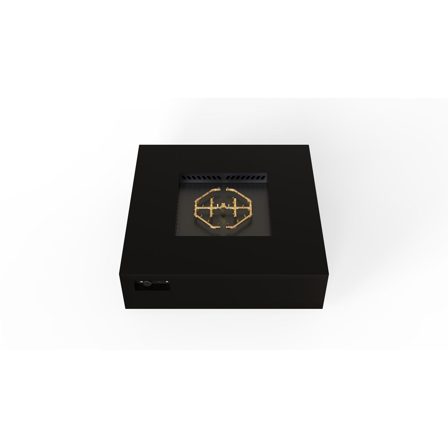 AON 56 Inch Square Powder Coated Steel Propane Fire Pit Table W/ Platinum Ignition in Black By Warming Trends - Top Angled View - White Background thumbnail