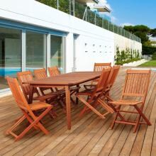 Amazonia Callahan 8-Person Eucalyptus Patio Dining Set With Folding Side Chairs