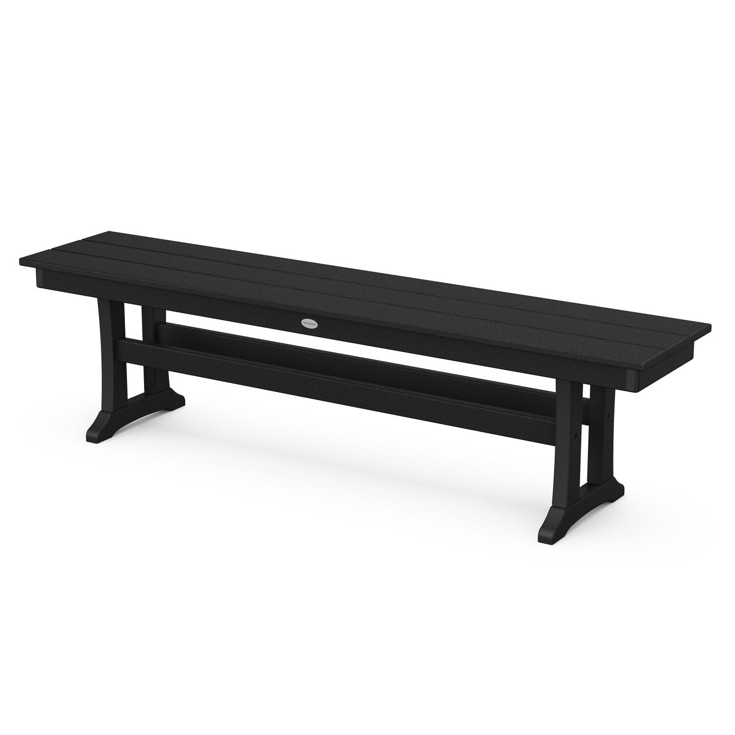 POLYWOOD PL36-T1L1BL Farmhouse Trestle 65-Inch Bench - Black thumbnail