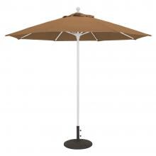 Galtech 9 Ft. Bar Height Octagonal Aluminum Patio Market Umbrella W/ Push Lift - White Frame W/ Sunbrella Canvas Teak Canopy image