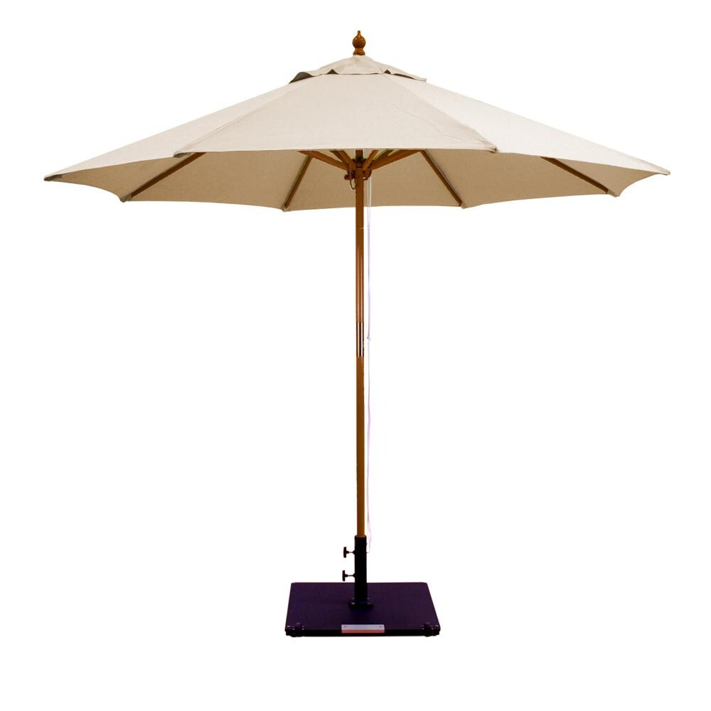 Galtech 9 Ft. Octagonal Hardwood Patio Market Umbrella W/ Pulley - Dark Wood W/ Sunbrella Canvas Antique Beige Canopy