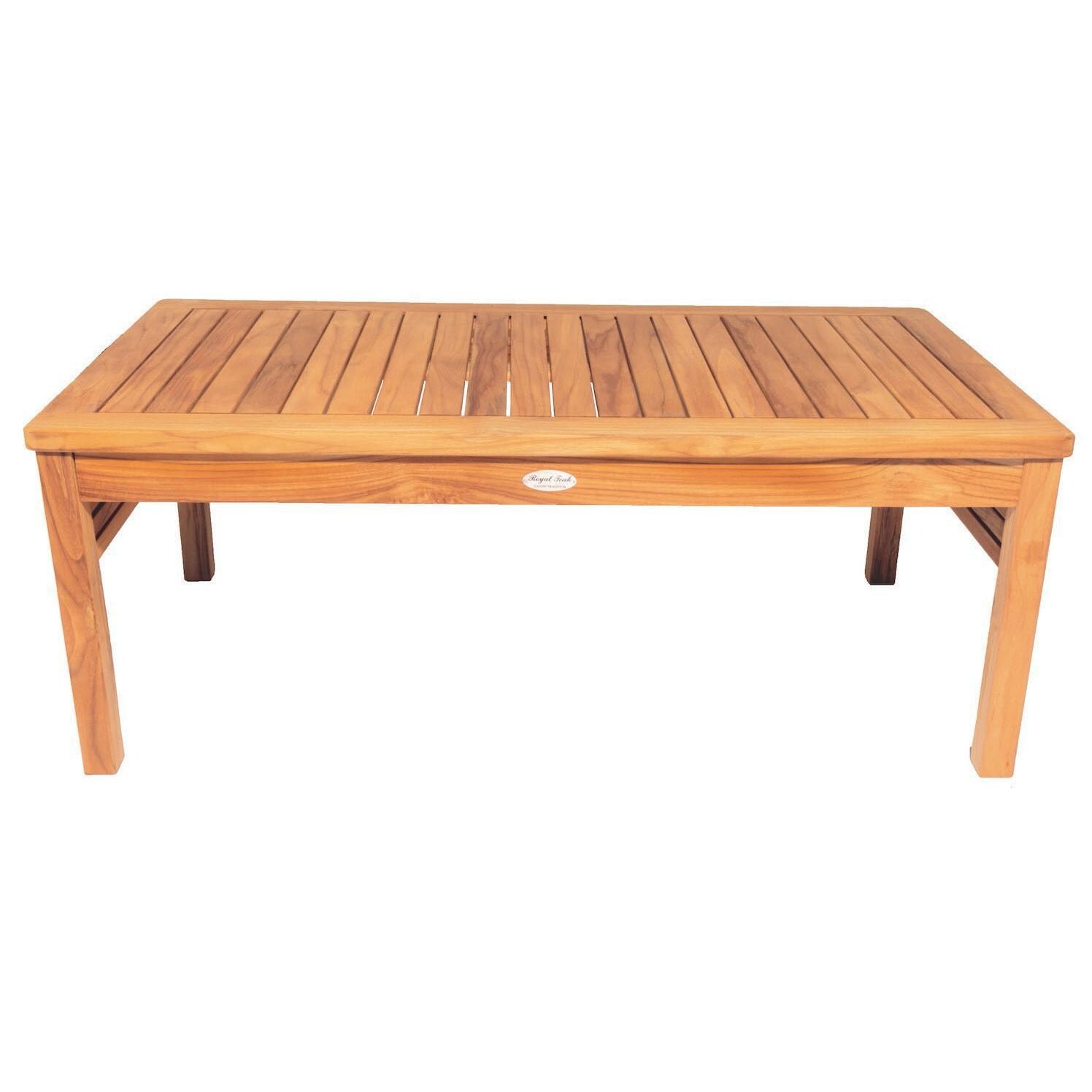 Royal Teak Collection Miami 4 Pc Teak Seating Set in Canvas Navy - Coffee Table - White Background thumbnail