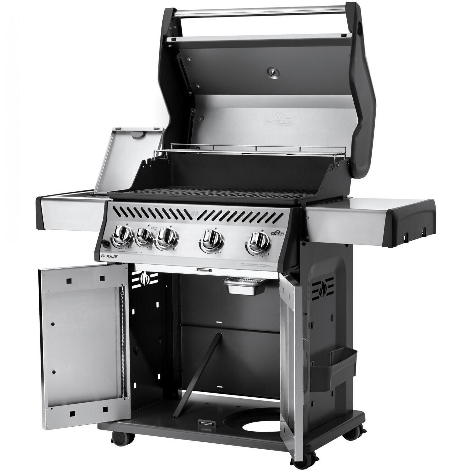 Napoleon Rogue 525 Propane Gas Grill with Infrared Side Burner - Open View thumbnail