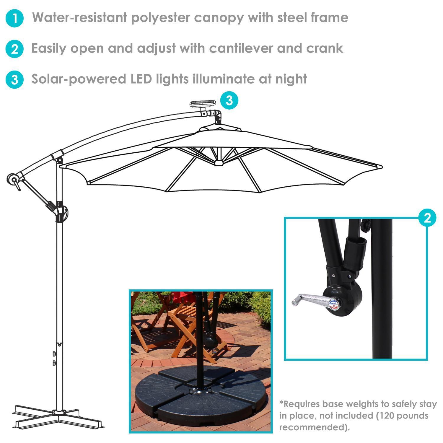 Ultimate Patio 10 Ft. Solar Lighted Patio Cantilever W/ Crank - Overview thumbnail