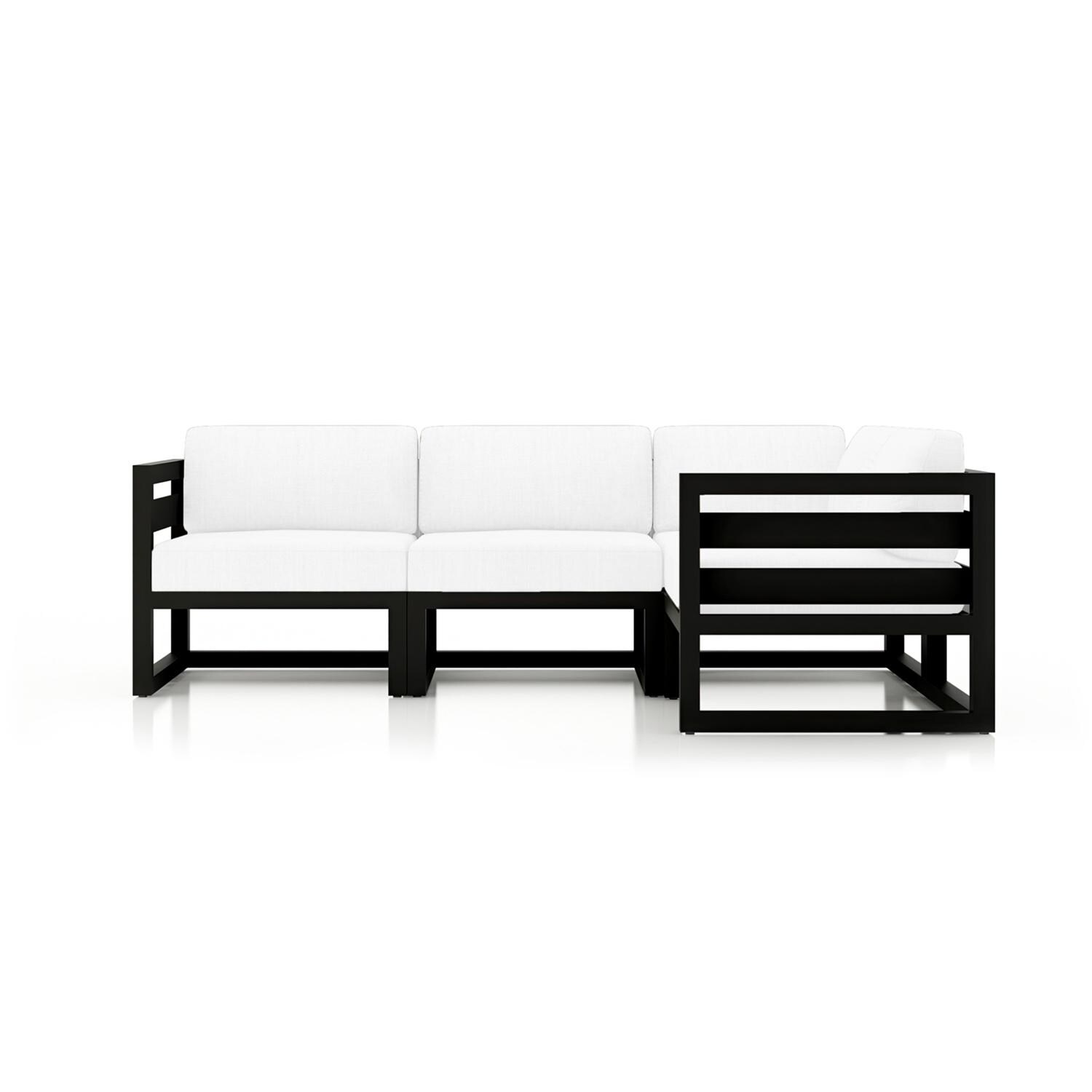 Lakeview MSTYCV-BK-4SEC-CN Misty Cove 4 Pc Aluminum Sectional Set in Black w/Cast Silver Cushions by Lakeview Outdoor Designs - Set - White Background thumbnail