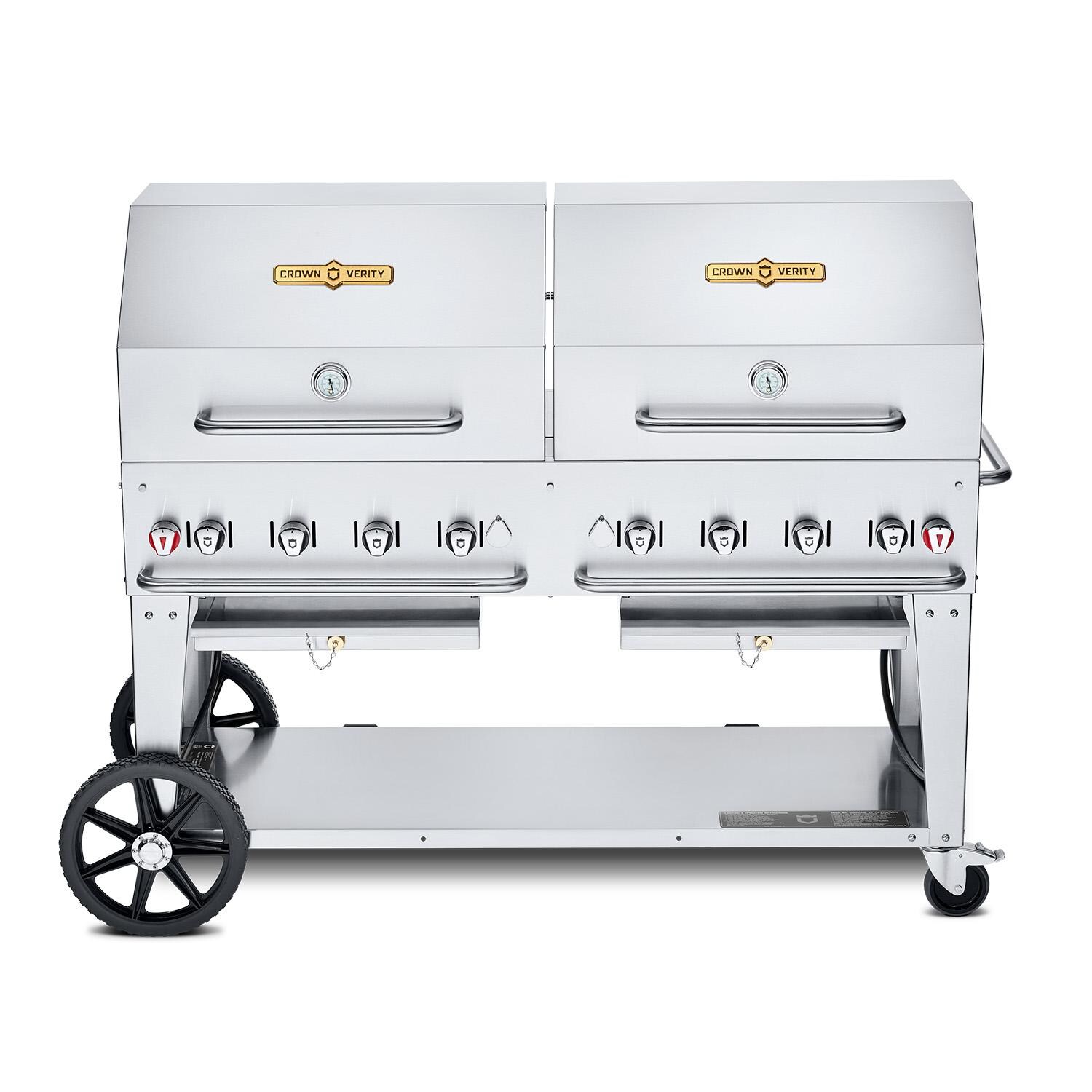 Crown Verity 60-Inch Mobile Natural Gas Grill Dome Package W/2 Roll Domes - CV-MCB-60RDP-NG
