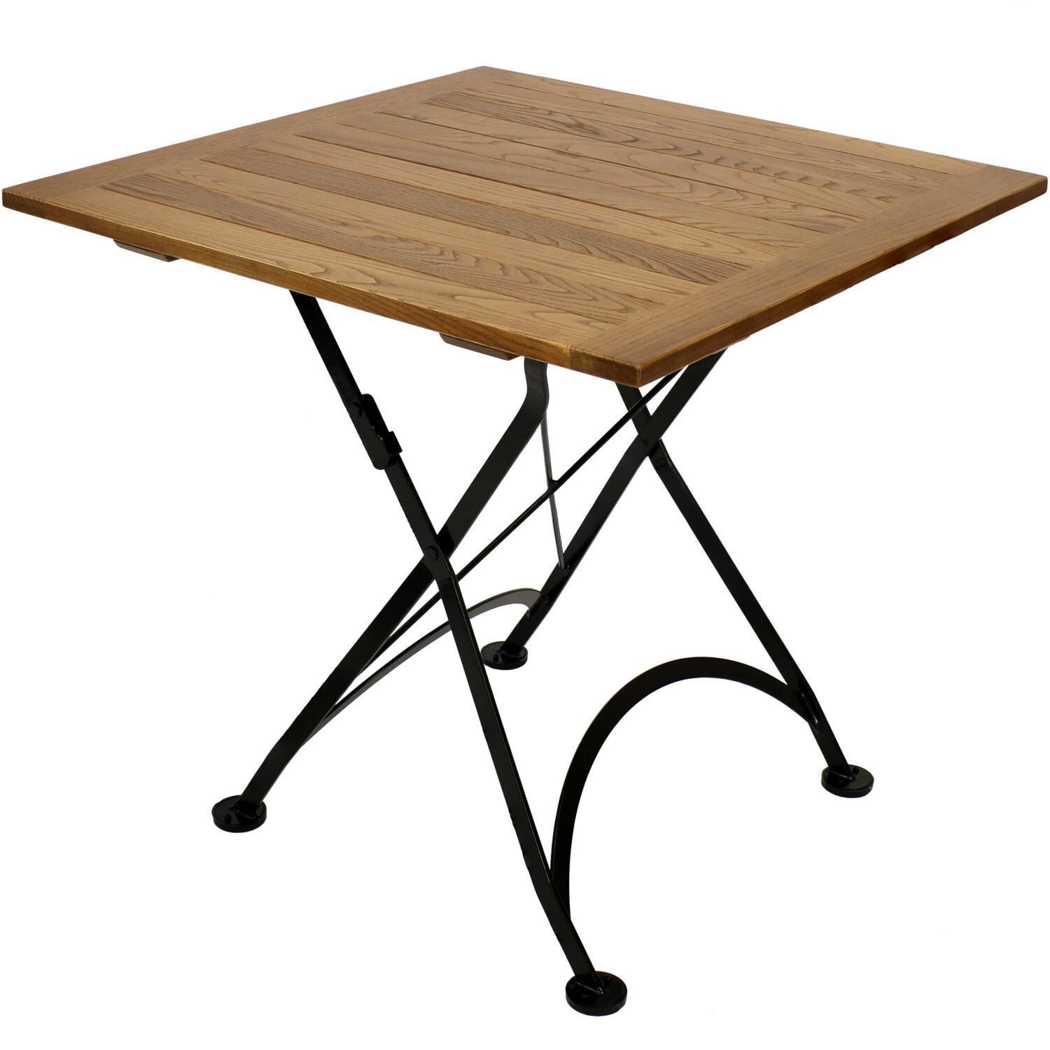 Ultimate Patio 32-Inch European Chestnut Wood Folding Square Bistro Table - Full View thumbnail