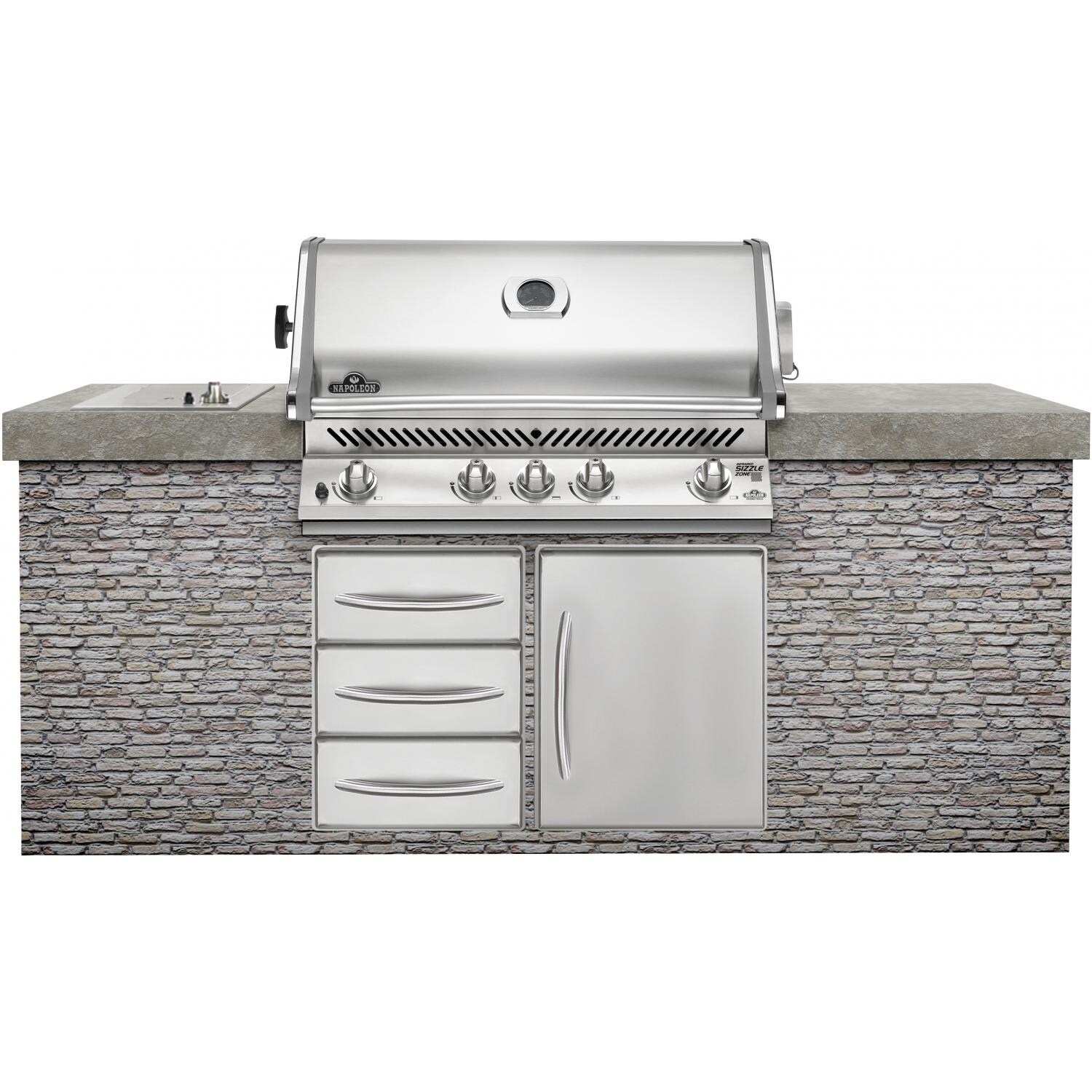 Napoleon Prestige Pro 600 Propane Gas Built-In Grill With Rear Infrared Burner - Installed In Outdoor Kitchen Island (Components Not Included) thumbnail