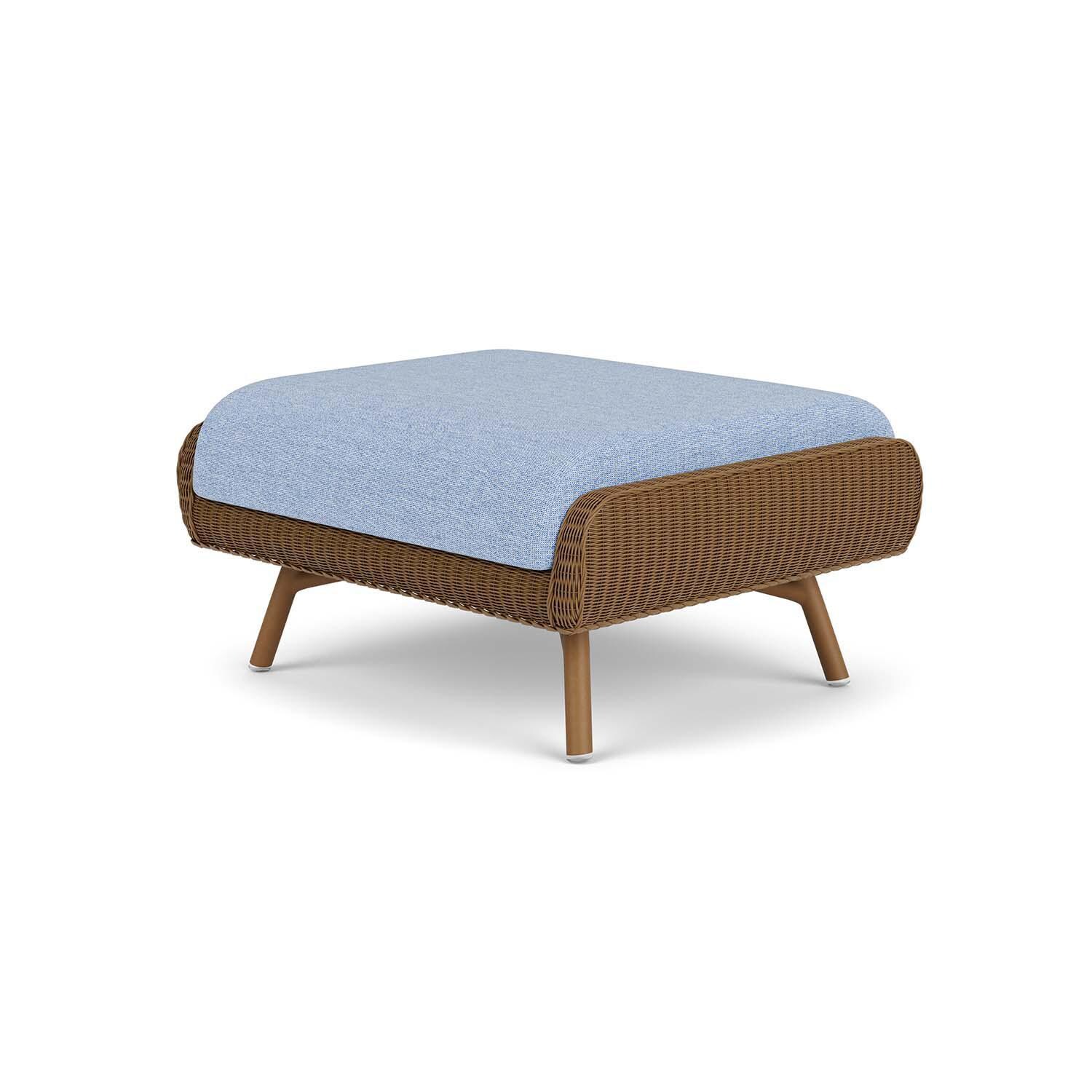 Lloyd Flanders Essence Ottoman W/Demo Skyway Fabric - Hickory Finish - Back Right thumbnail