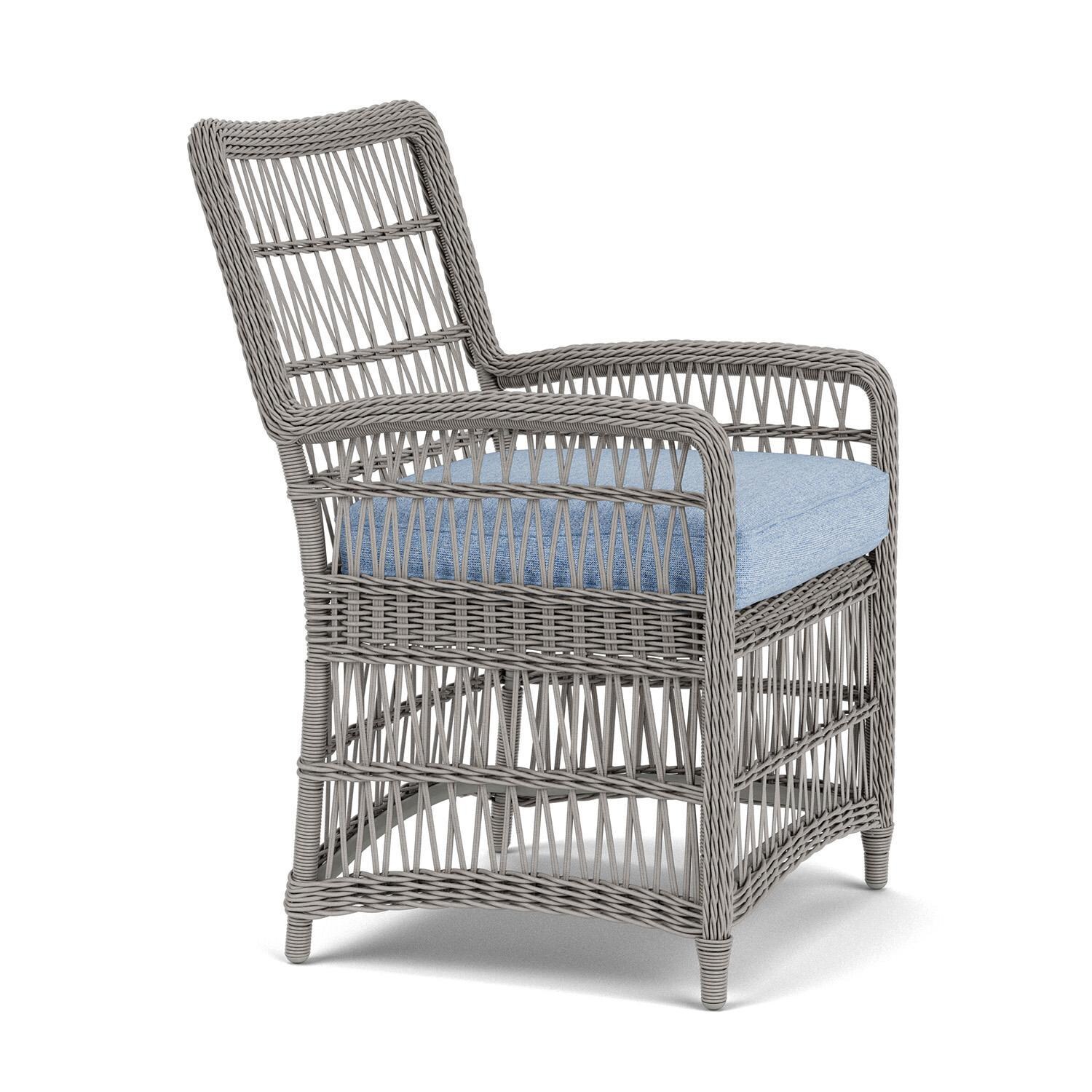 Lloyd Flanders Mackinac Dining Armchair in Putty Finish with Demo Skyway Fabric - Right Side thumbnail