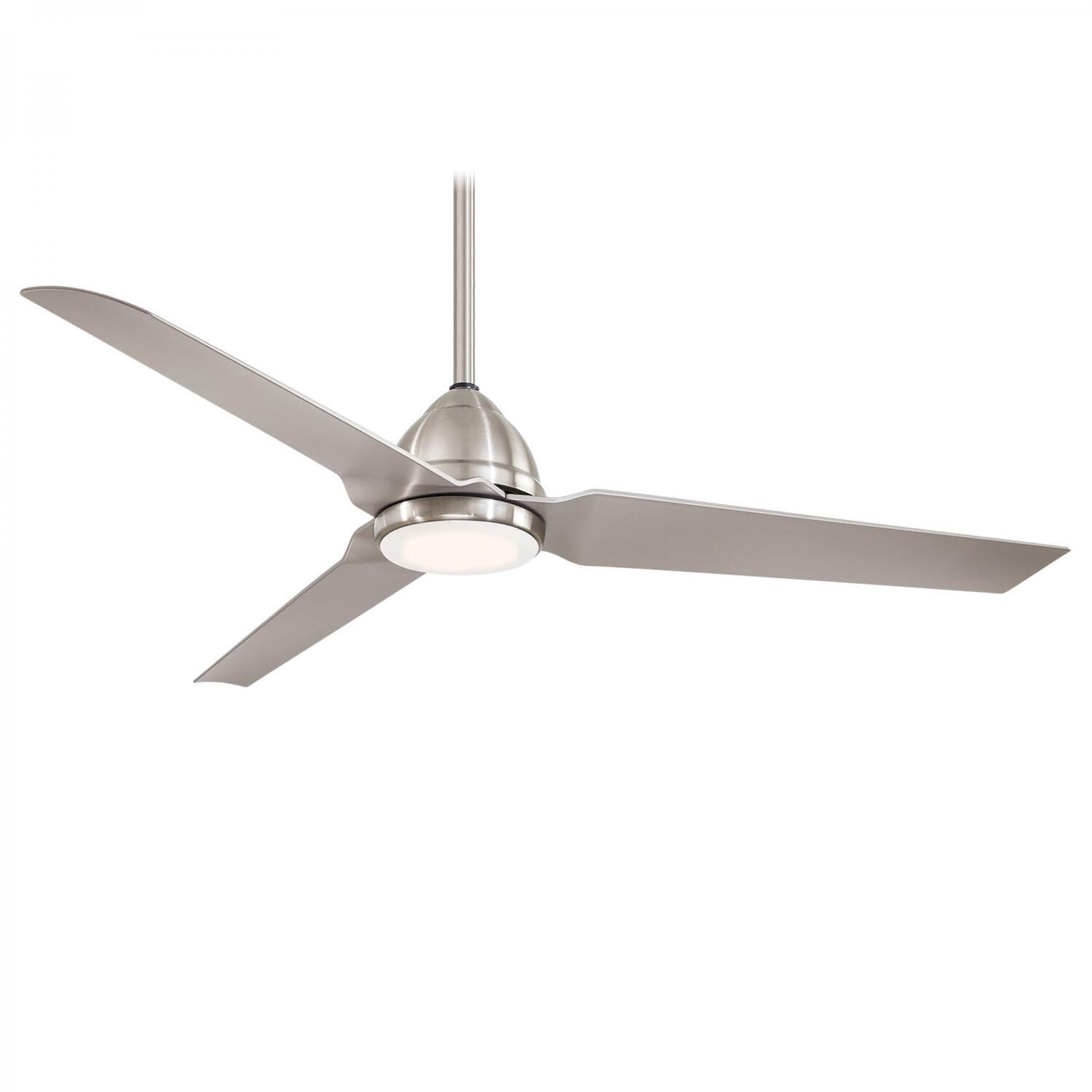 Minka-Aire F753L-BNW Java 54-Inch 3-Blade Ceiling Fan in Brushed Nickel Wet Finish w/ Silver Blades & Etched Opal Glass - Side View thumbnail