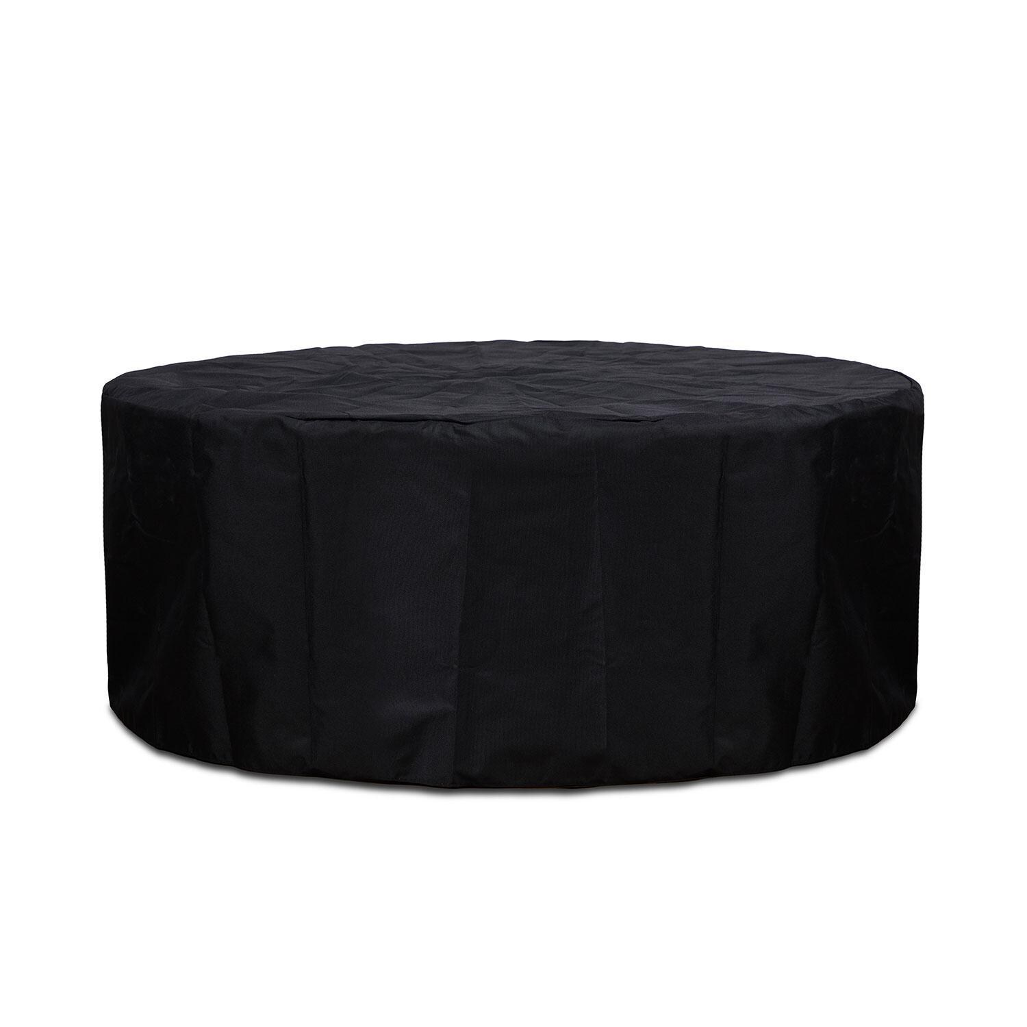 Heritage 40 Inch Round Stone Propane Fire Pit Table in Beige by Lakeview Outdoor Designs - Cover - White Background thumbnail