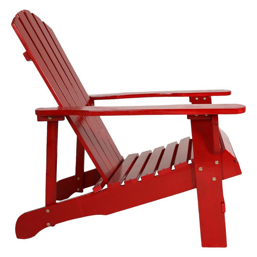 Ultimate Patio Red Wooden Adirondack Chair - Side View thumbnail