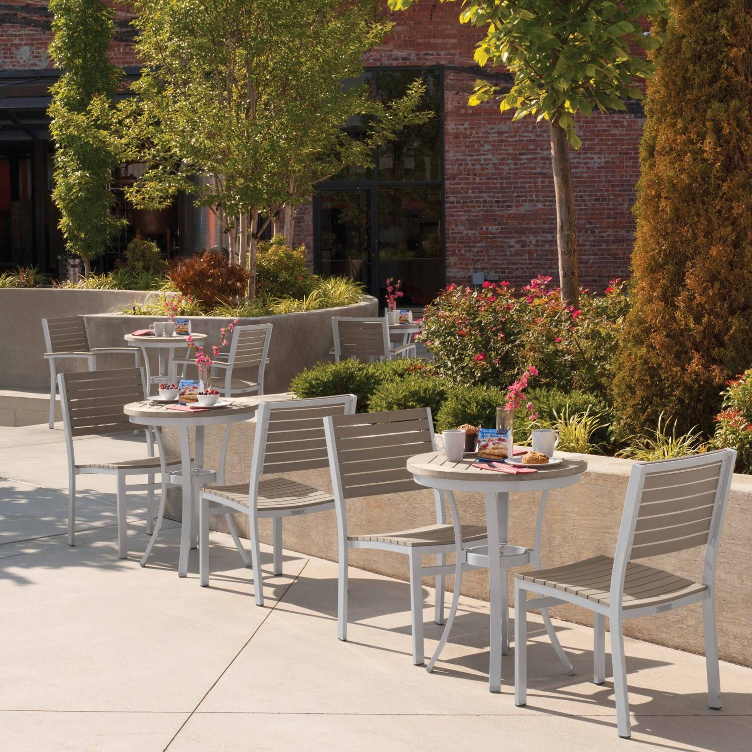 Oxford Garden Travira 4 Pc Aluminum Dining Side Chair W/ Vintage Tekwood Slats in Flint - Outdoor Dining thumbnail