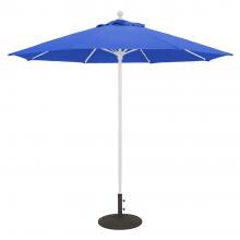 Galtech 9 Ft. Bar Height Octagonal Aluminum Patio Market Umbrella W/ Push Lift - White Frame W/ Sunbrella Canvas True Blue Canopy