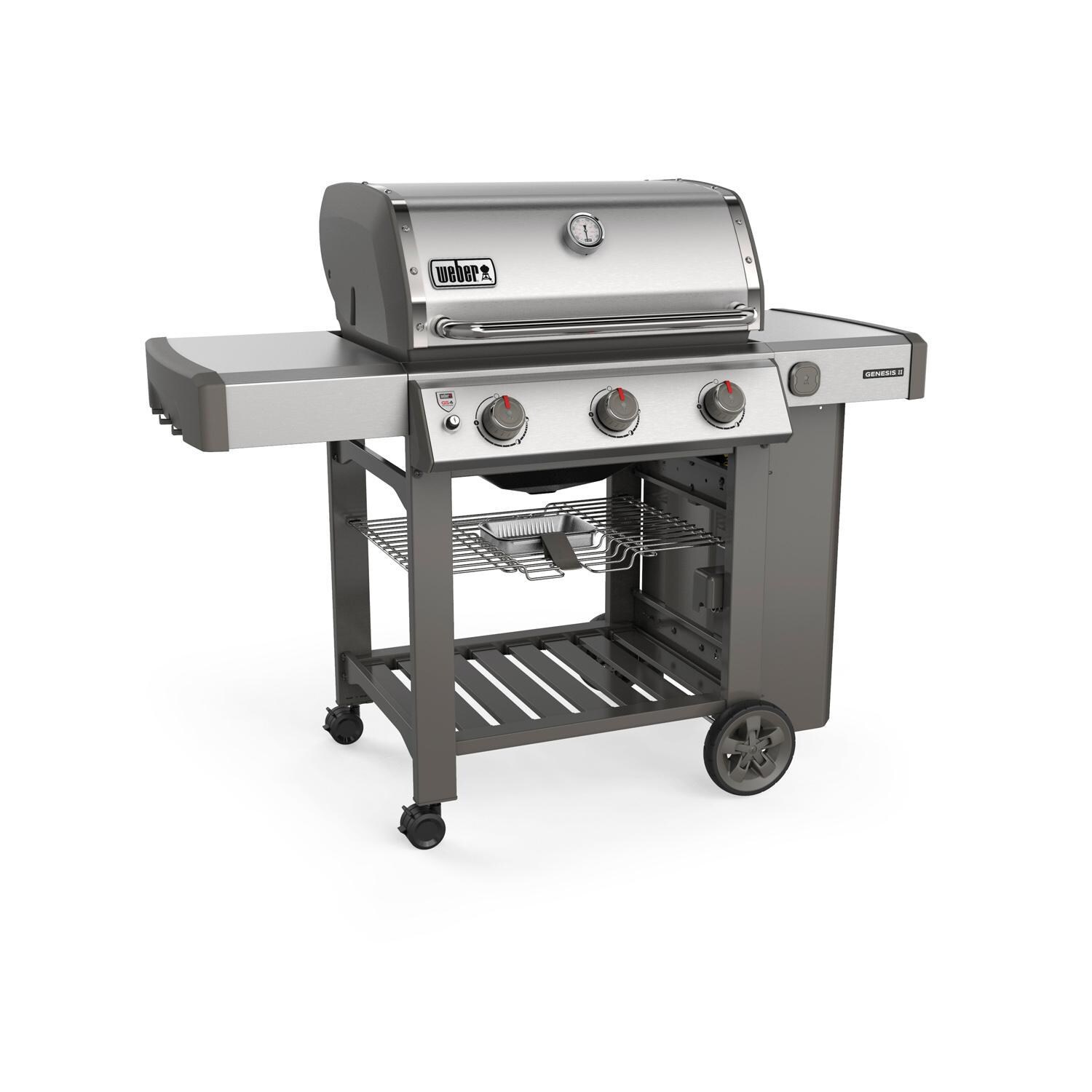 Weber Genesis II 61001001 S-310 Propane Gas Grill - Stainless Steel (2019) - Left-Side Angled View thumbnail