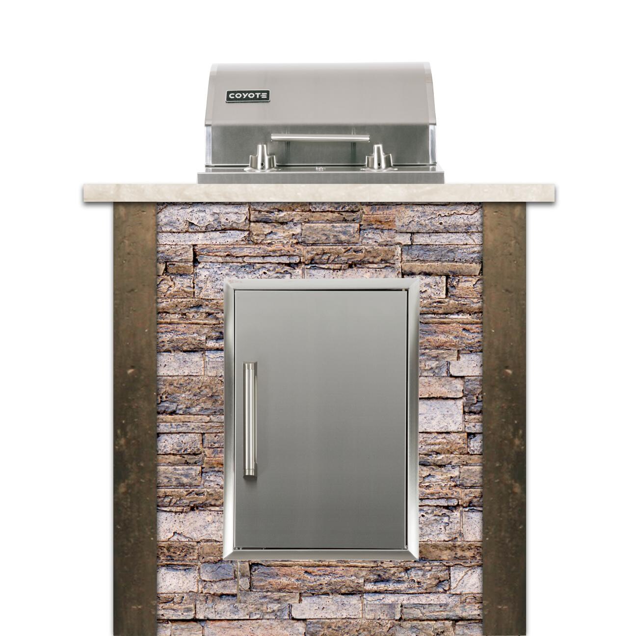 Coyote RTAC-E3S-SB-C1EL120SM Ready-To-Assemble 3 Ft Outdoor Kitchen Island With 18-Inch Electric Grill And Access Door - Stacked Stone/Brown Terra thumbnail