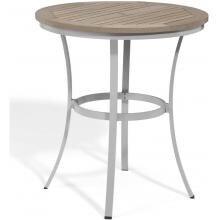 Travira 36 Inch Round Aluminum Patio Cafe Bar Table W/ Tekwood Vintage Top By Oxford Garden image