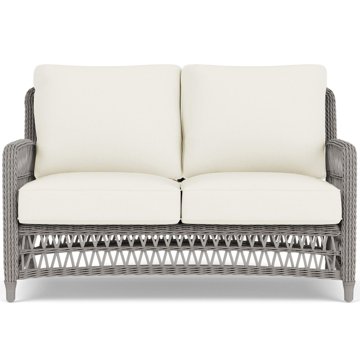 Mackinac Wicker Loveseat in Putty/Sailcloth Salt by Lloyd Flanders