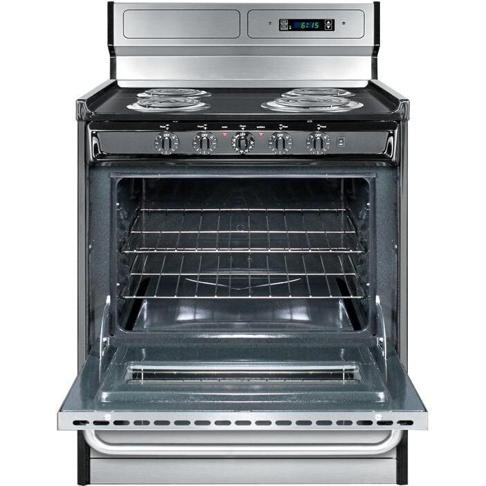 Summit Professional 30-Inch 4-Burner Freestanding Electric Range - TEM230BKWY - Open View thumbnail